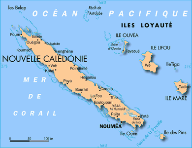 Carte de la Nouvelle Calédonie - Toutpourlesfemmes