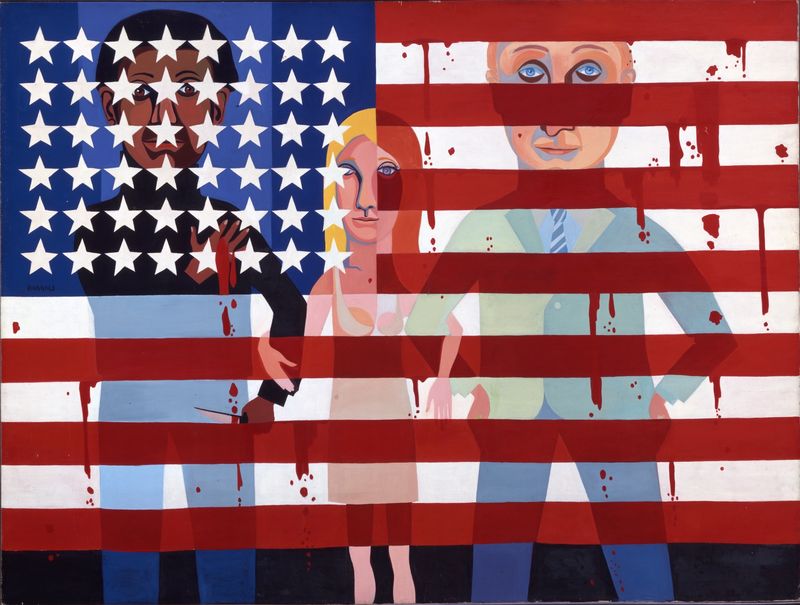 FAITH RINGGOLD, AMERICAN PEOPLE SERIES #18 : THE FLAG IS BLEEDING, 1967