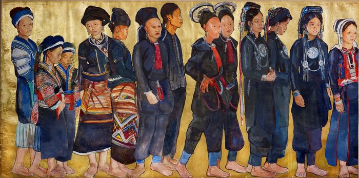 MARIE-ANTOINEUE BOULLARD-DEVE, FRISE DE PERSONNAGES INDOCHINOIS (MNONG), 1931