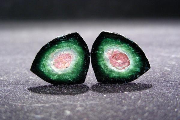 Paire de tourmalines melon d'eau